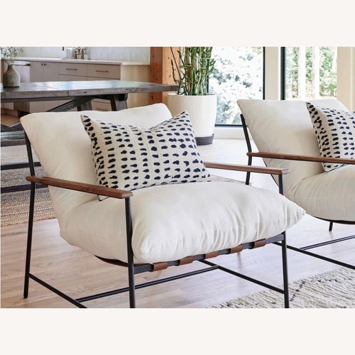 Used Vail Chiar White Metal Armchair Leather Back  for sale on AptDeco
