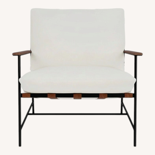 Used Vail Chiar White Metal Armchair Leather Back  for sale on AptDeco