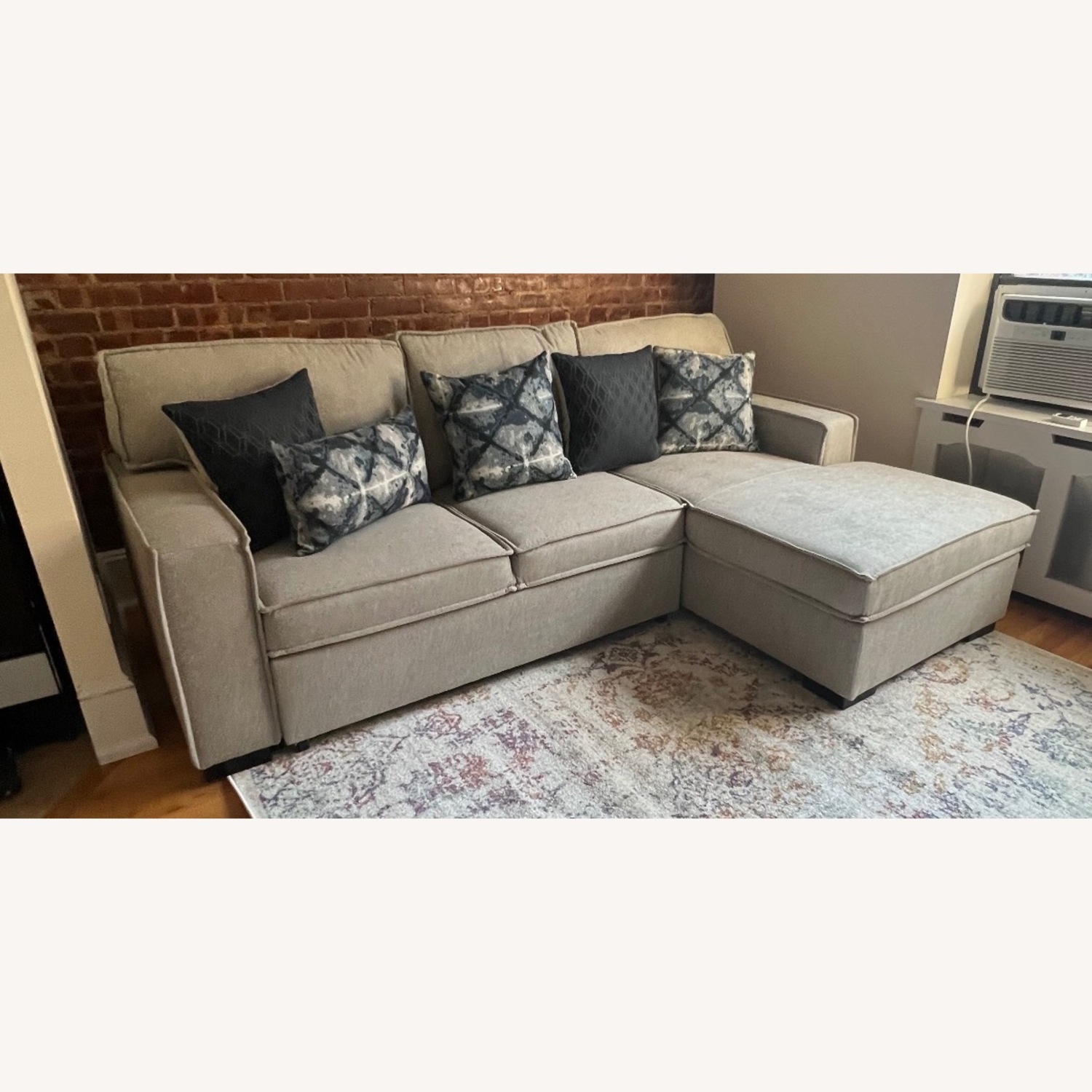 Bob's Discount Grey Sleeper Sofa with Chaise - image-3