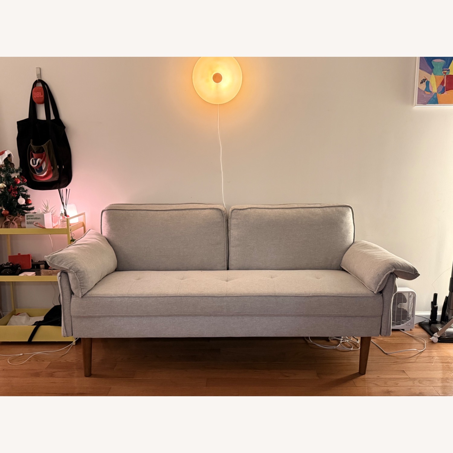 70" Beige Loveseat Sofa with 2 USB Ports - image-2