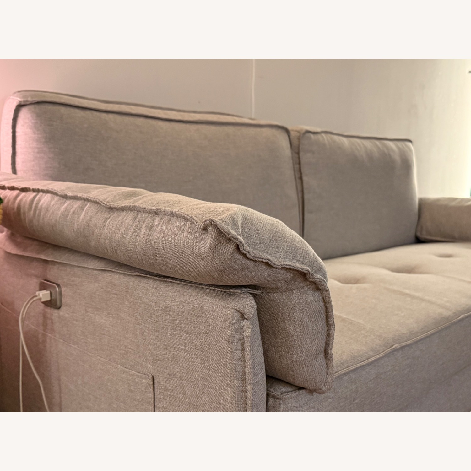 70" Beige Loveseat Sofa with 2 USB Ports - image-3
