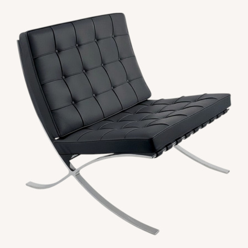 Used Knoll Barcelona Black Leather Chair and a Half for sale on AptDeco