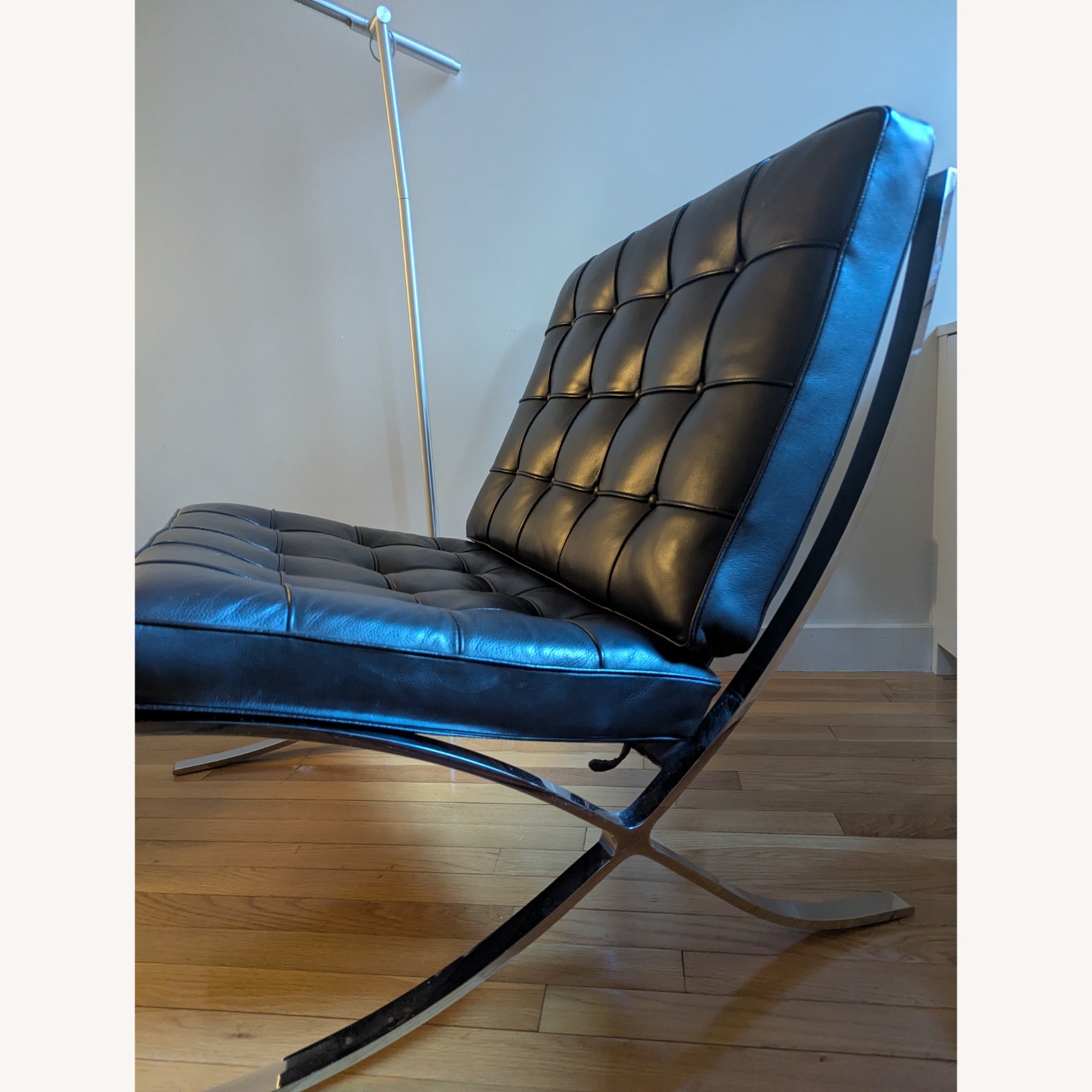 Knoll Barcelona Black Leather Chair and a Half - image-3