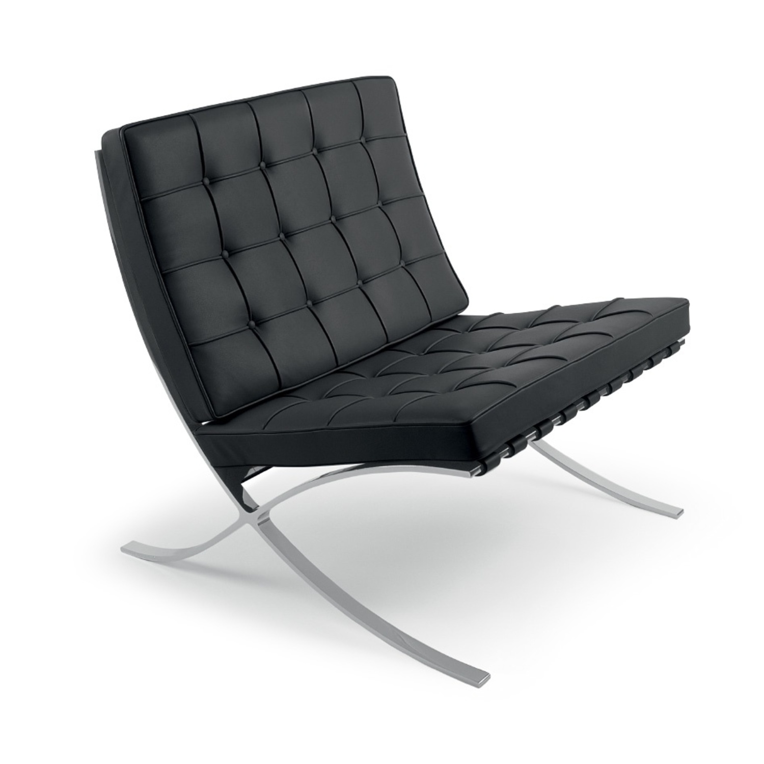 Knoll Barcelona Black Leather Chair and a Half - image-9