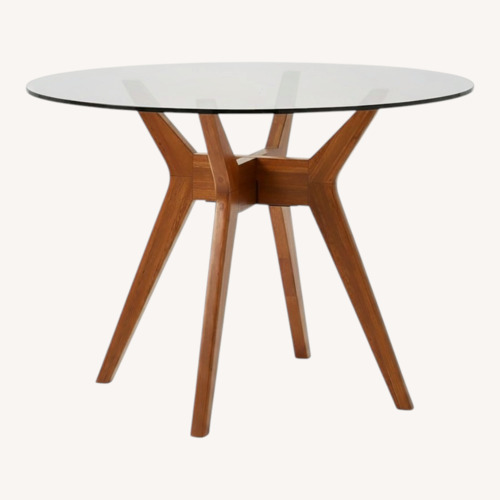 Used West Elm Jensen Round Glass Dining Table for sale on AptDeco