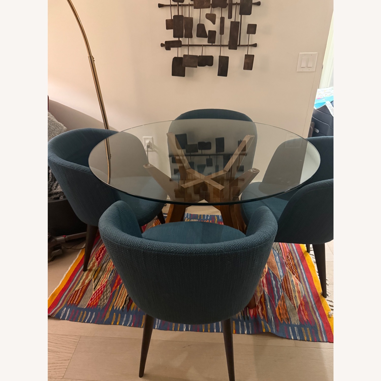 West Elm Abrazo Blue Fabric Dining Chairs - image-2