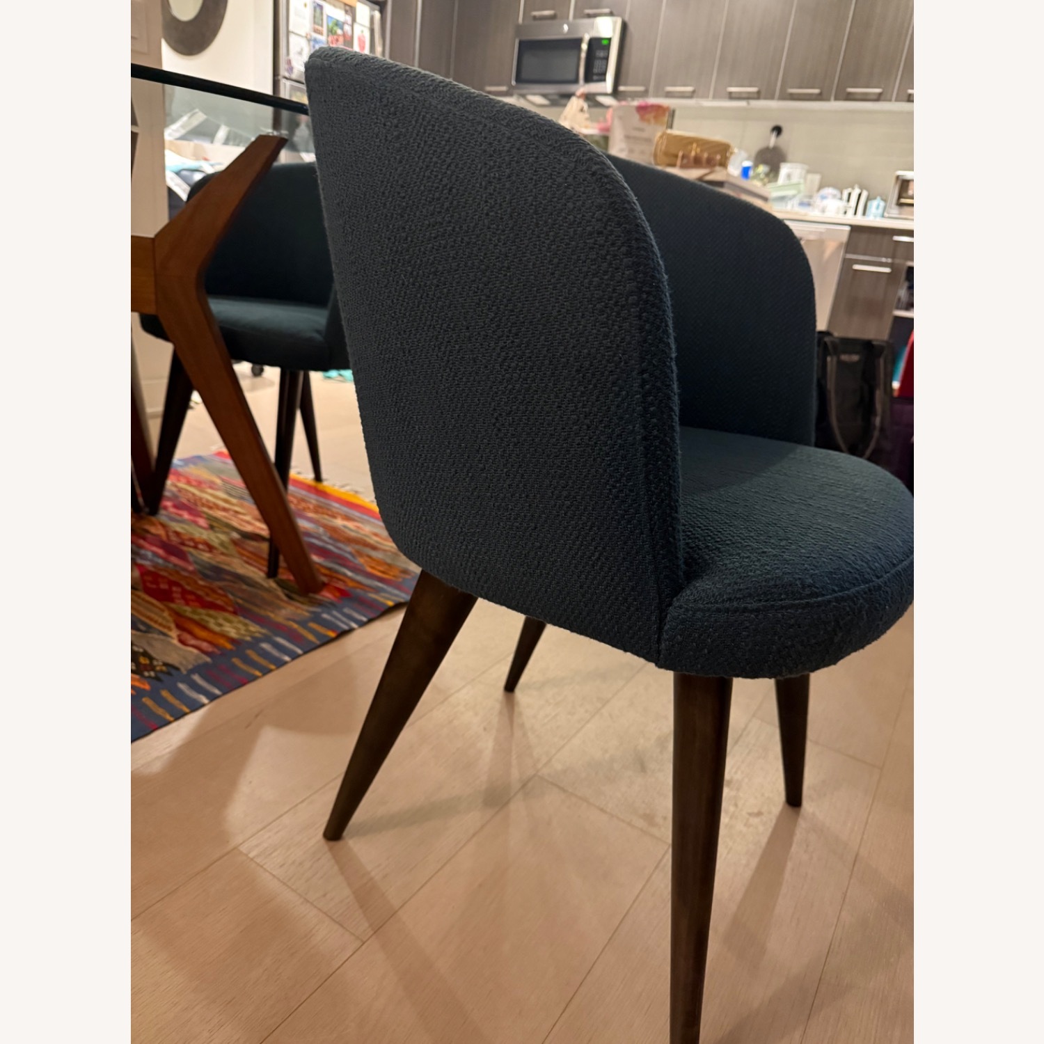 West Elm Abrazo Blue Fabric Dining Chairs - image-4