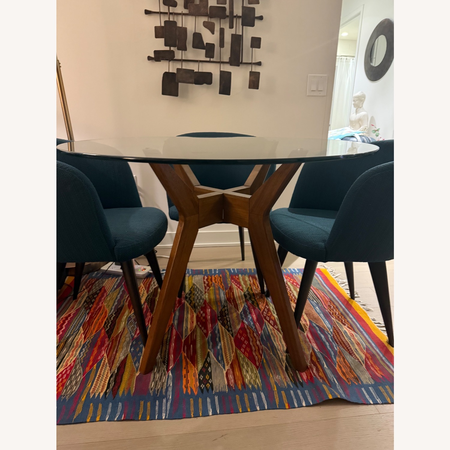 West Elm Abrazo Blue Fabric Dining Chairs - image-3