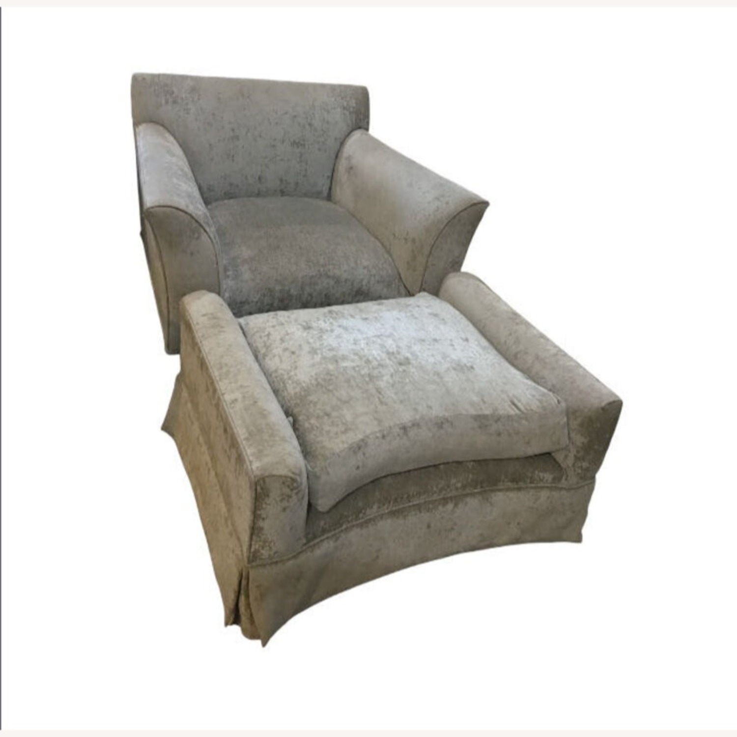 Art Deco Chenille Armchair w Ottoman Accent Chair - image-1