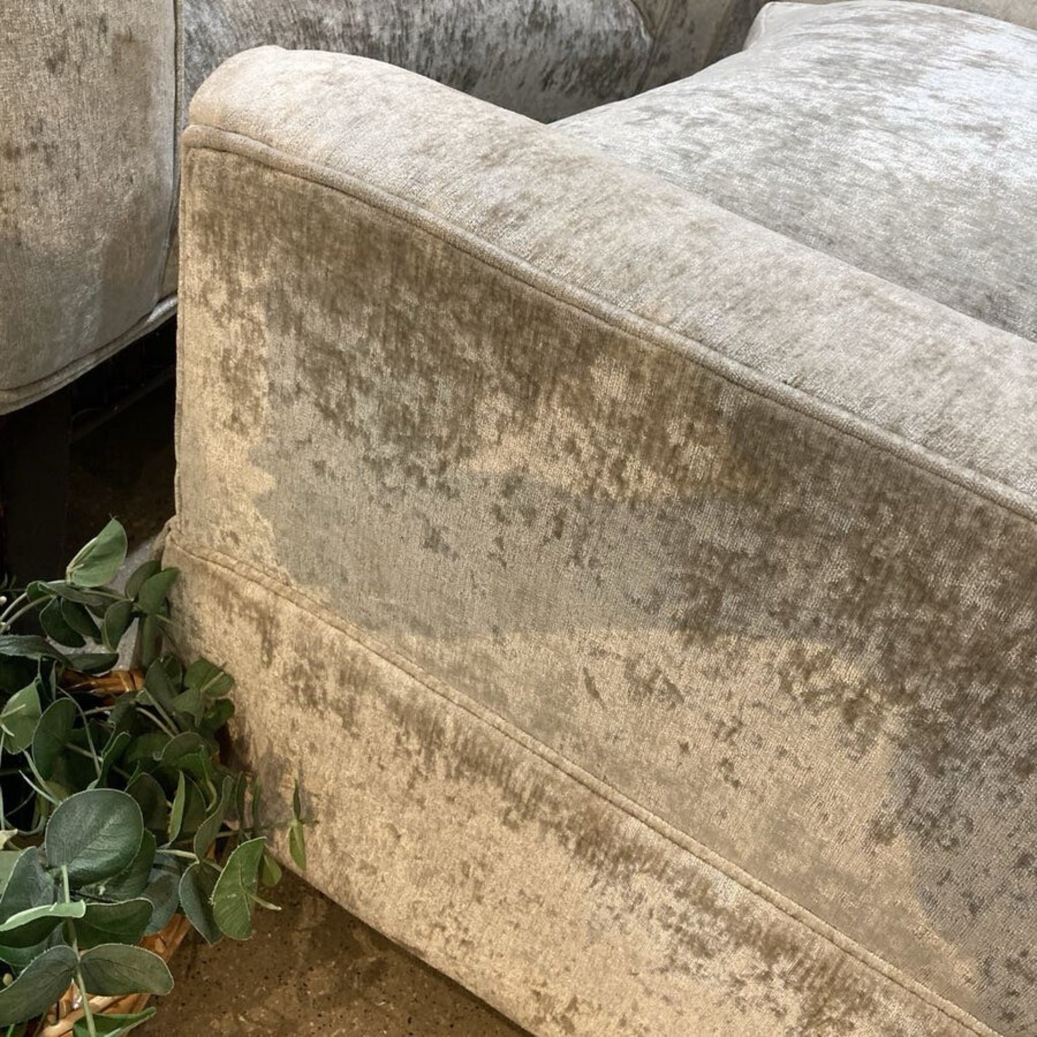 Art Deco Chenille Armchair w Ottoman Accent Chair - image-9