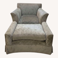 Art Deco Chenille Armchair w Ottoman Accent Chair