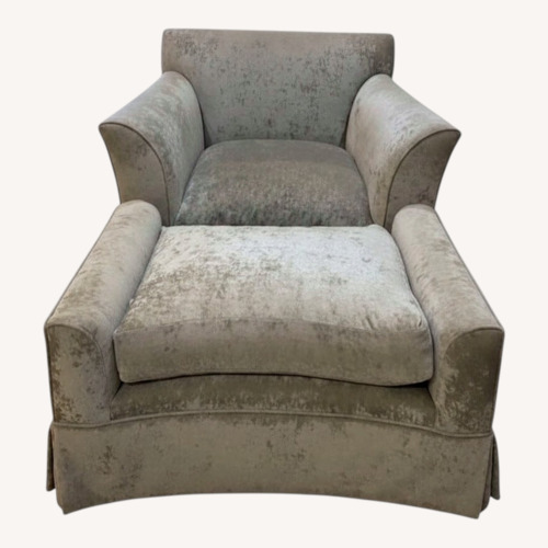 Used Art Deco Chenille Armchair w Ottoman Accent Chair for sale on AptDeco