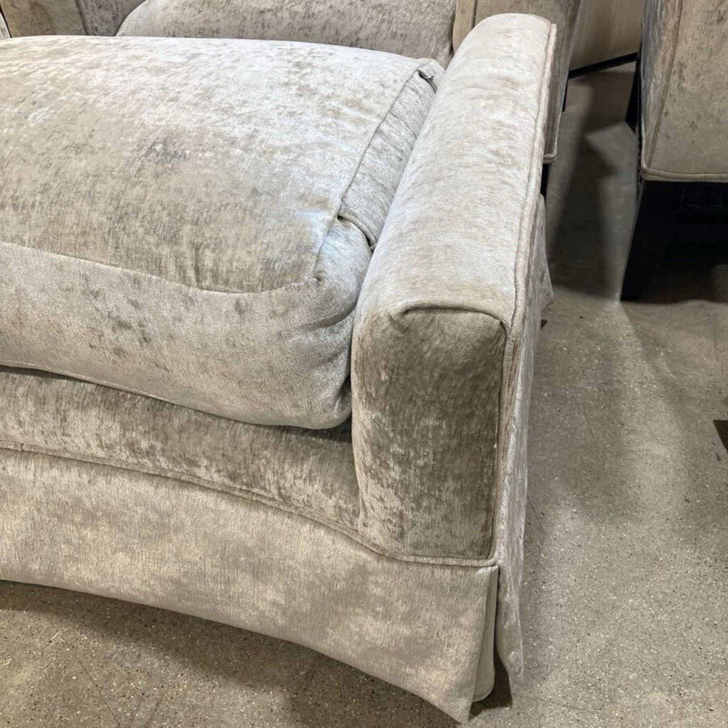 Art Deco Chenille Armchair w Ottoman Accent Chair - image-7