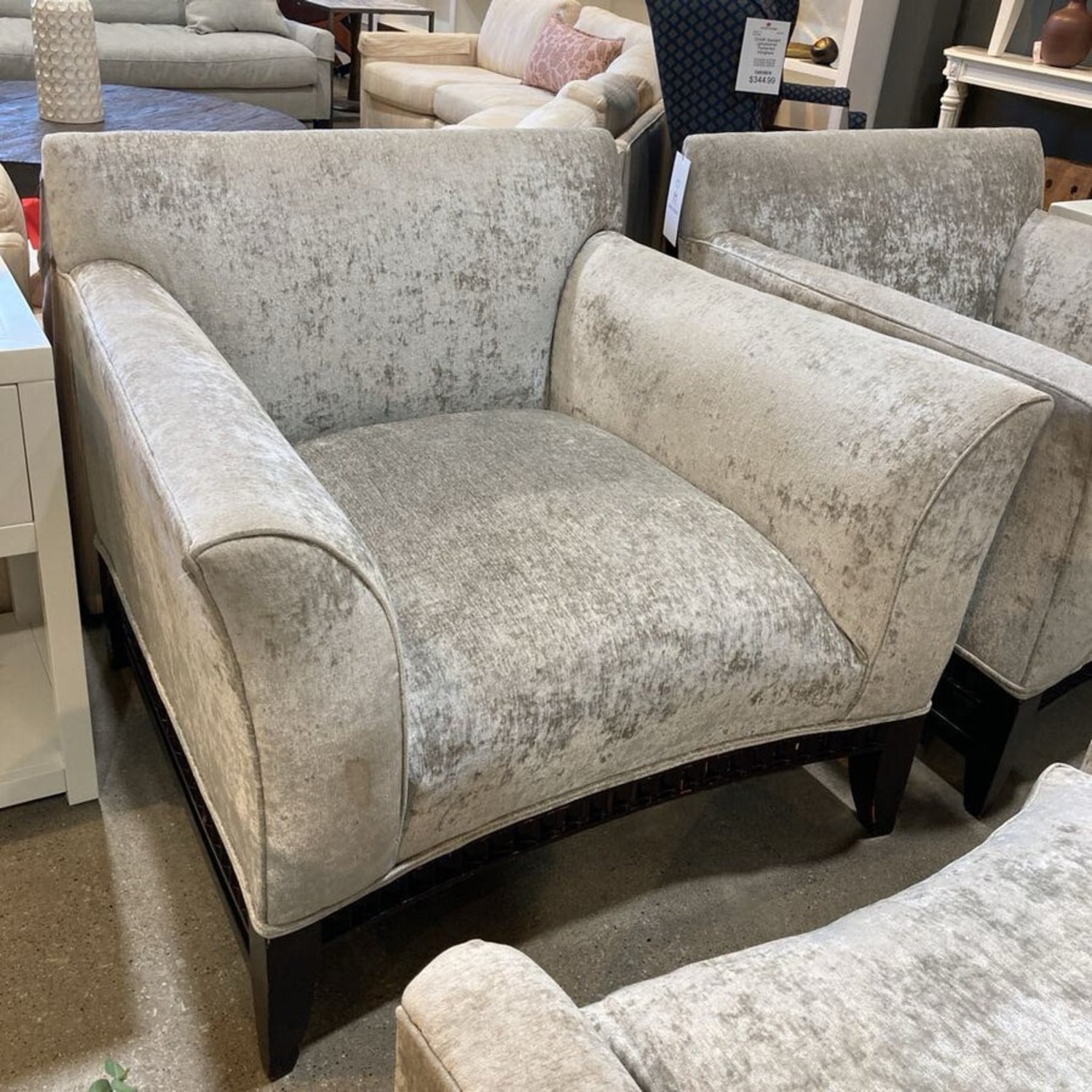 Art Deco Chenille Armchair w Ottoman Accent Chair - image-11