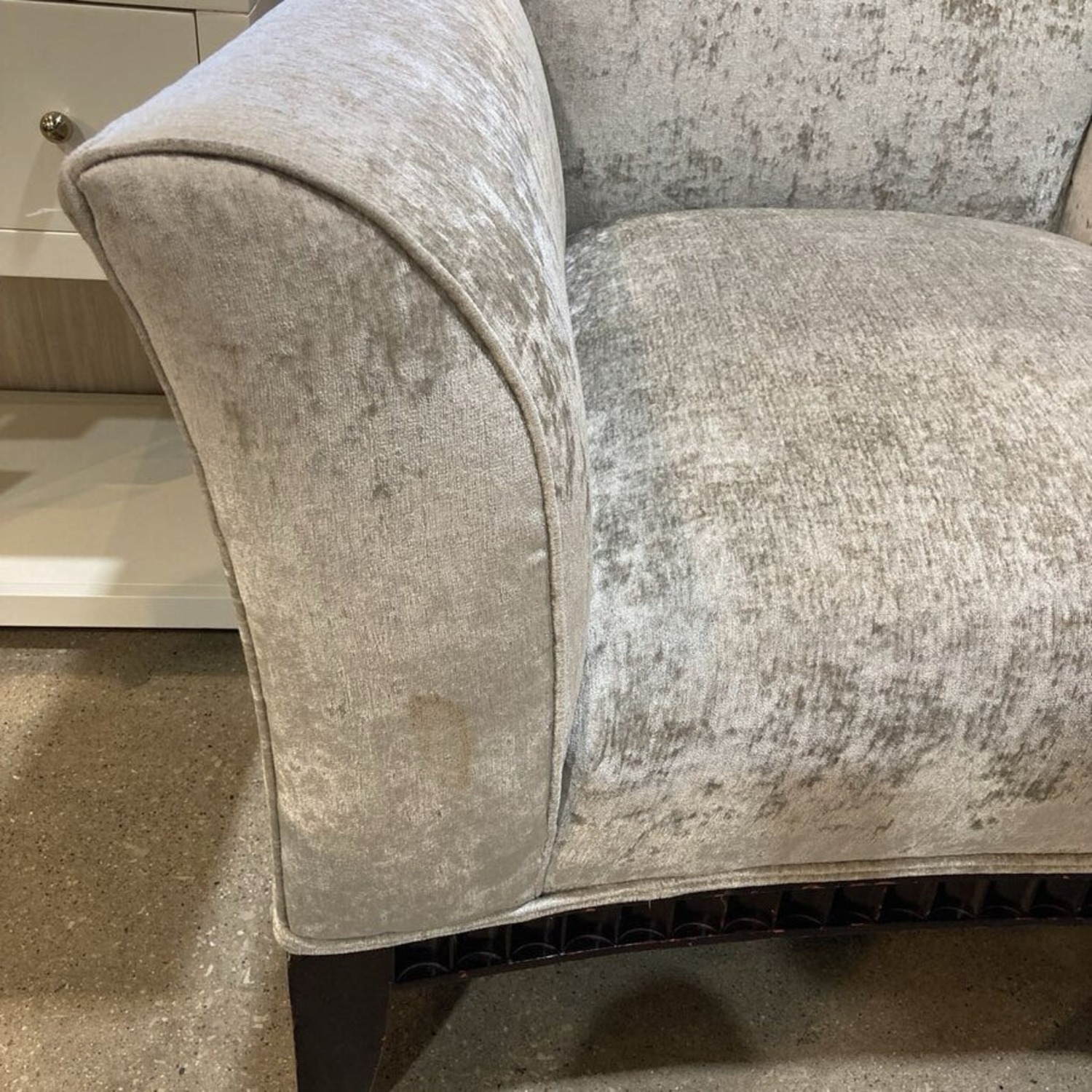 Art Deco Chenille Armchair w Ottoman Accent Chair - image-4