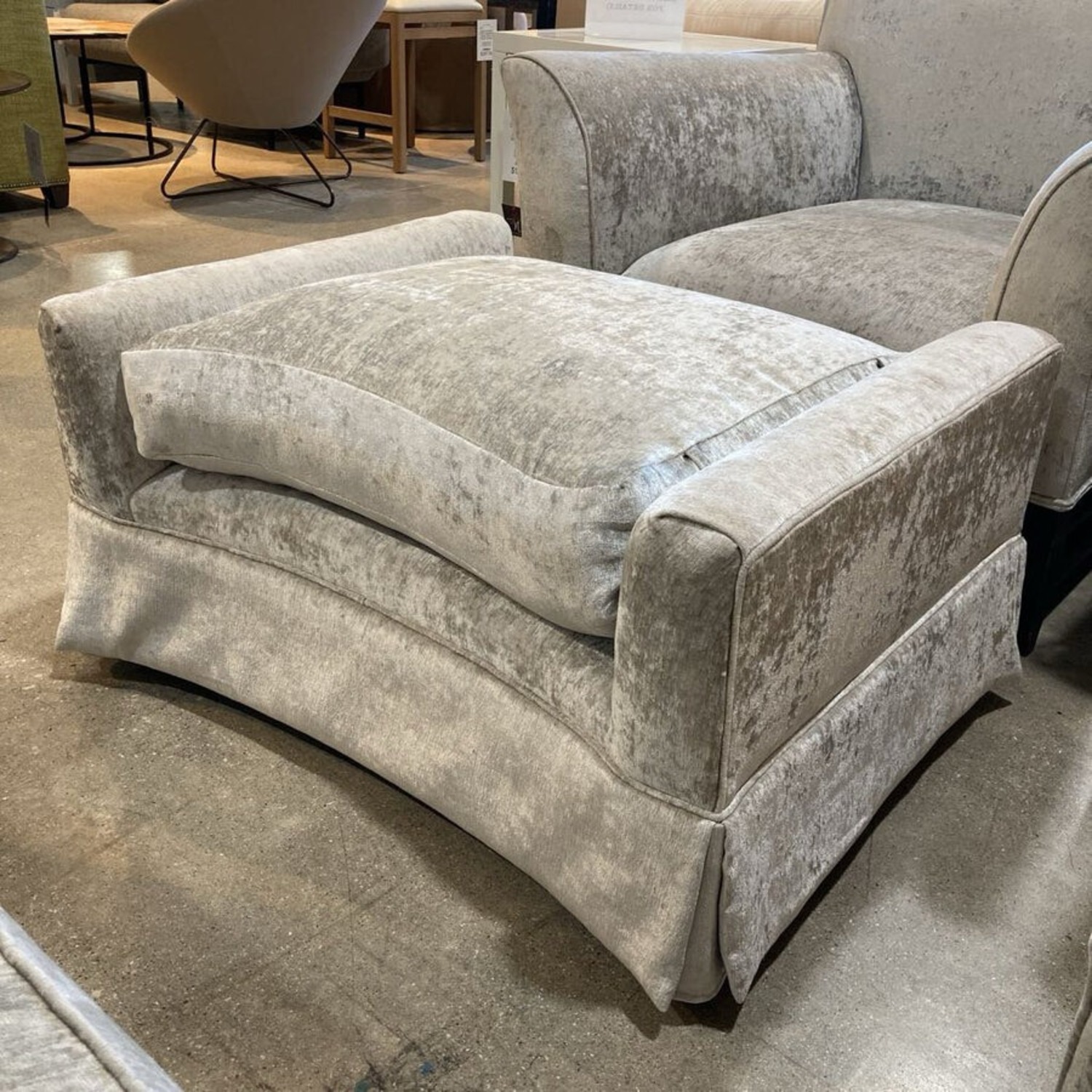 Art Deco Chenille Armchair w Ottoman Accent Chair - image-6