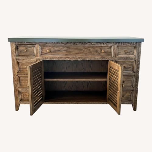 Used Western Hardware Dark Brown Oak Wood Vanity  for sale on AptDeco
