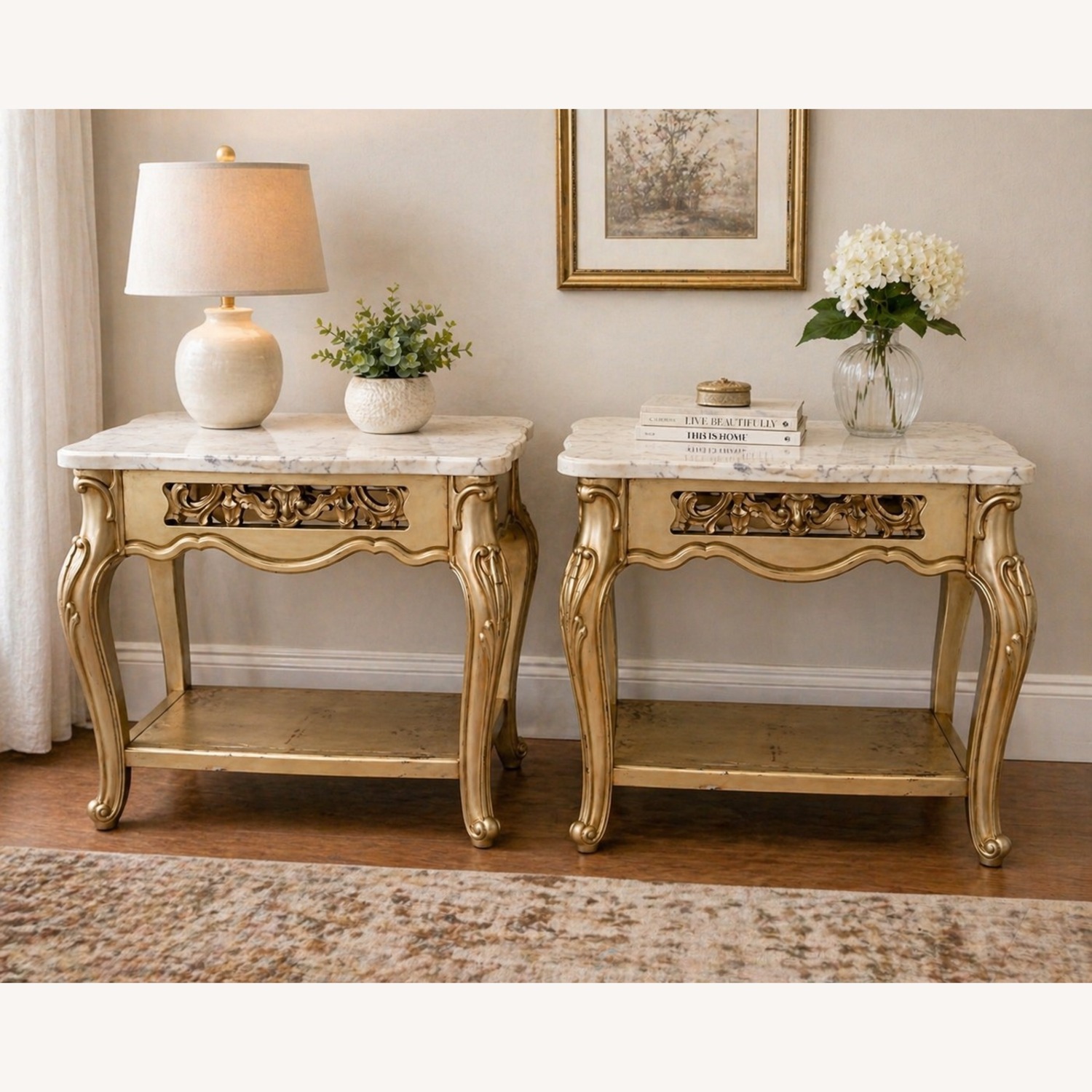 Vintage ltalian Marble Top Nightstands - image-1