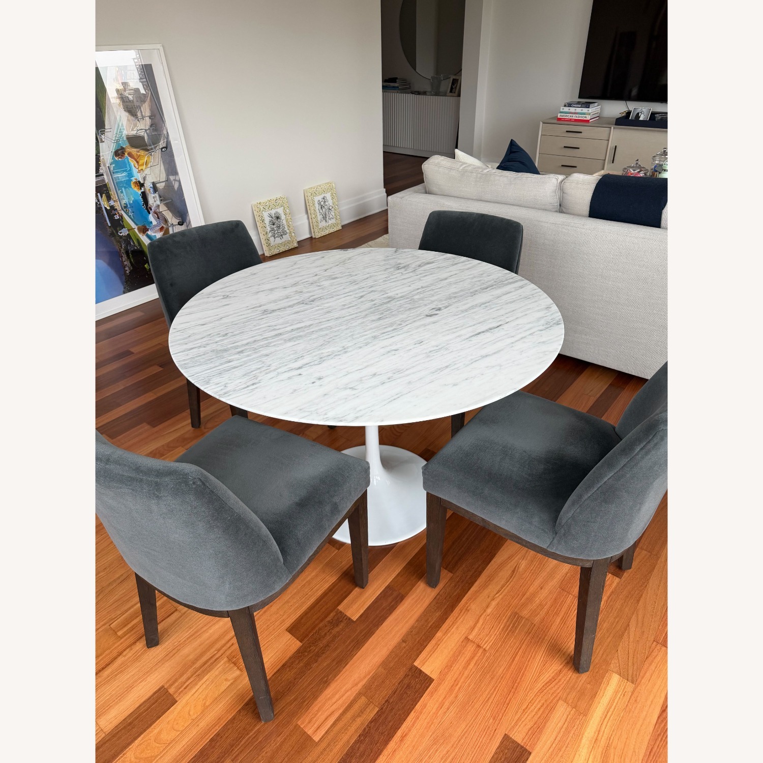 Rove Concepts Tulip White Marble Dining Table - image-1