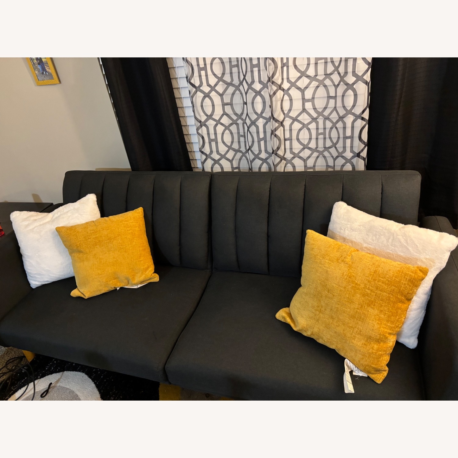 Dark Gray Fabric Futon - image-1