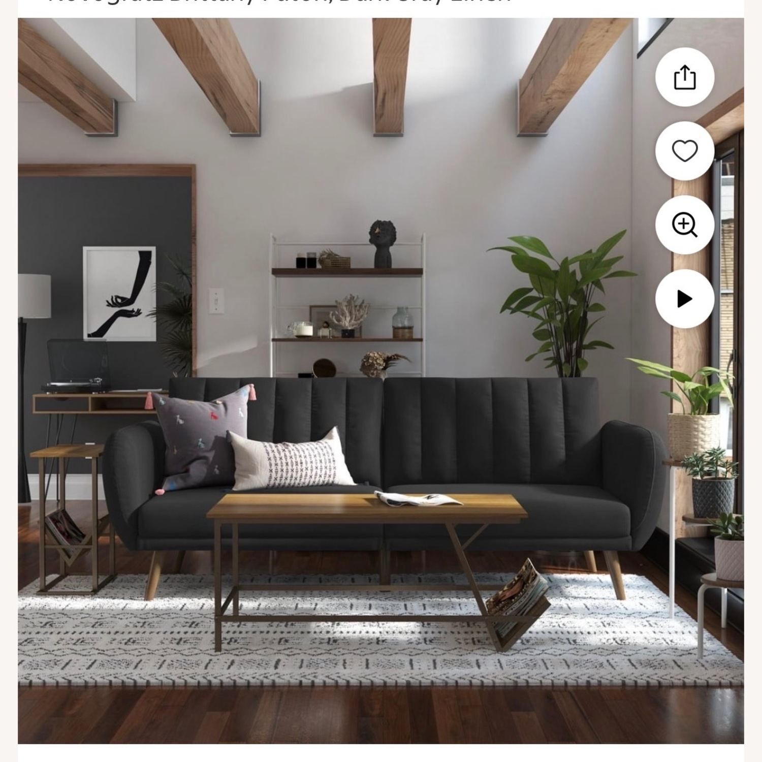 Dark Gray Fabric Futon - image-2