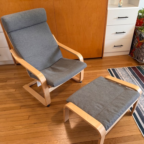 Used IKEA Poäng Chair + Ottoman for sale on AptDeco