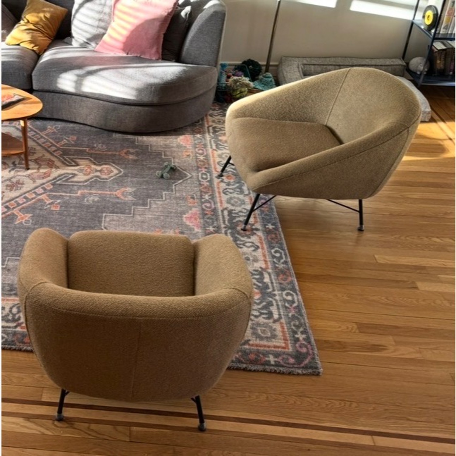 ABC Carpet and Home Gold Boucle Accent Chairs - image-2