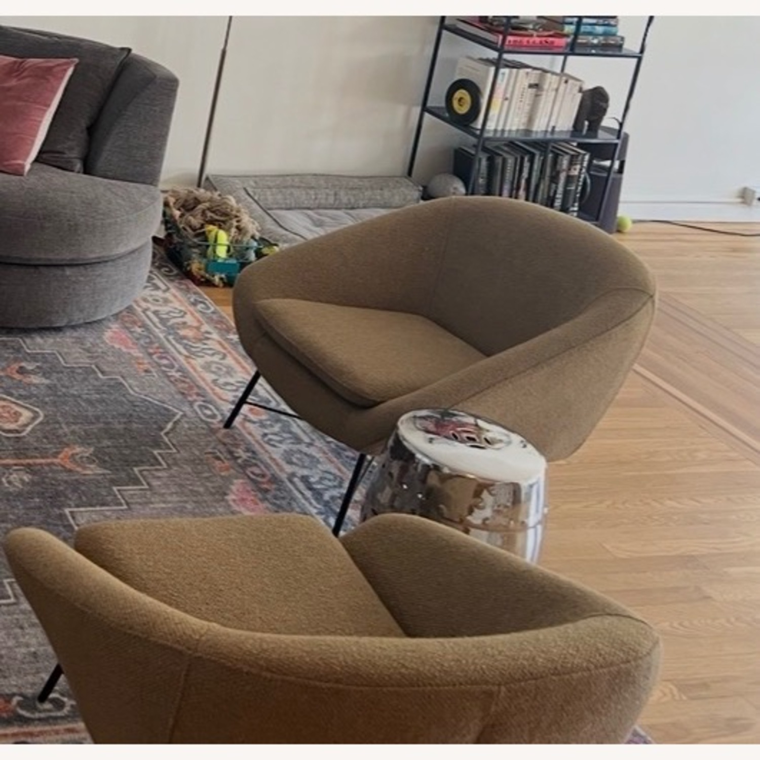ABC Carpet and Home Gold Boucle Accent Chairs - image-5