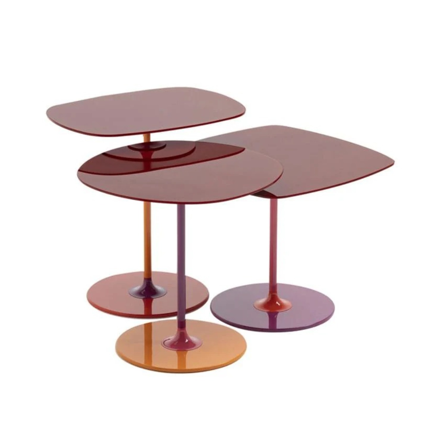 Kartell Red Thierry Side Tables - Set of 2 Tall - image-1