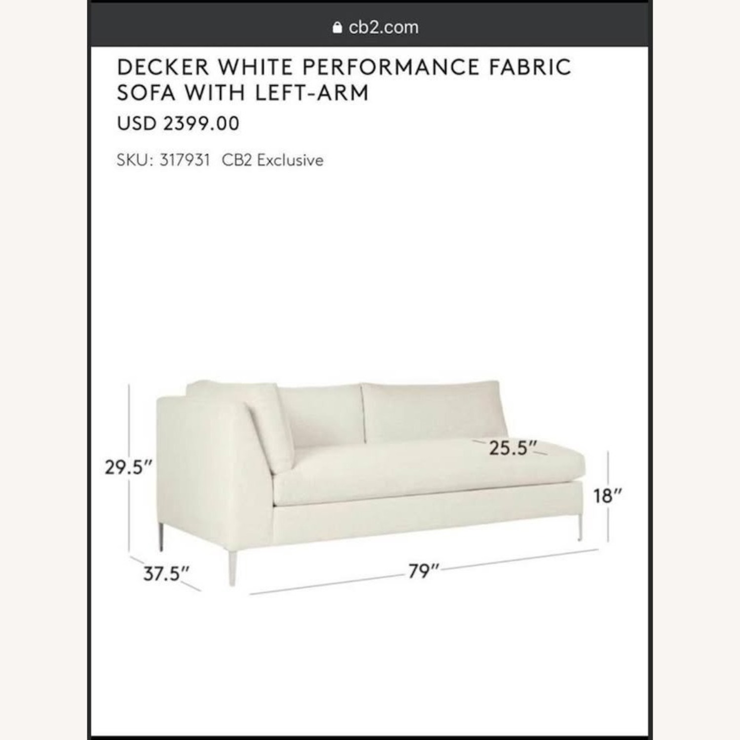 CB2 Decker Left Arm Chaise - image-2