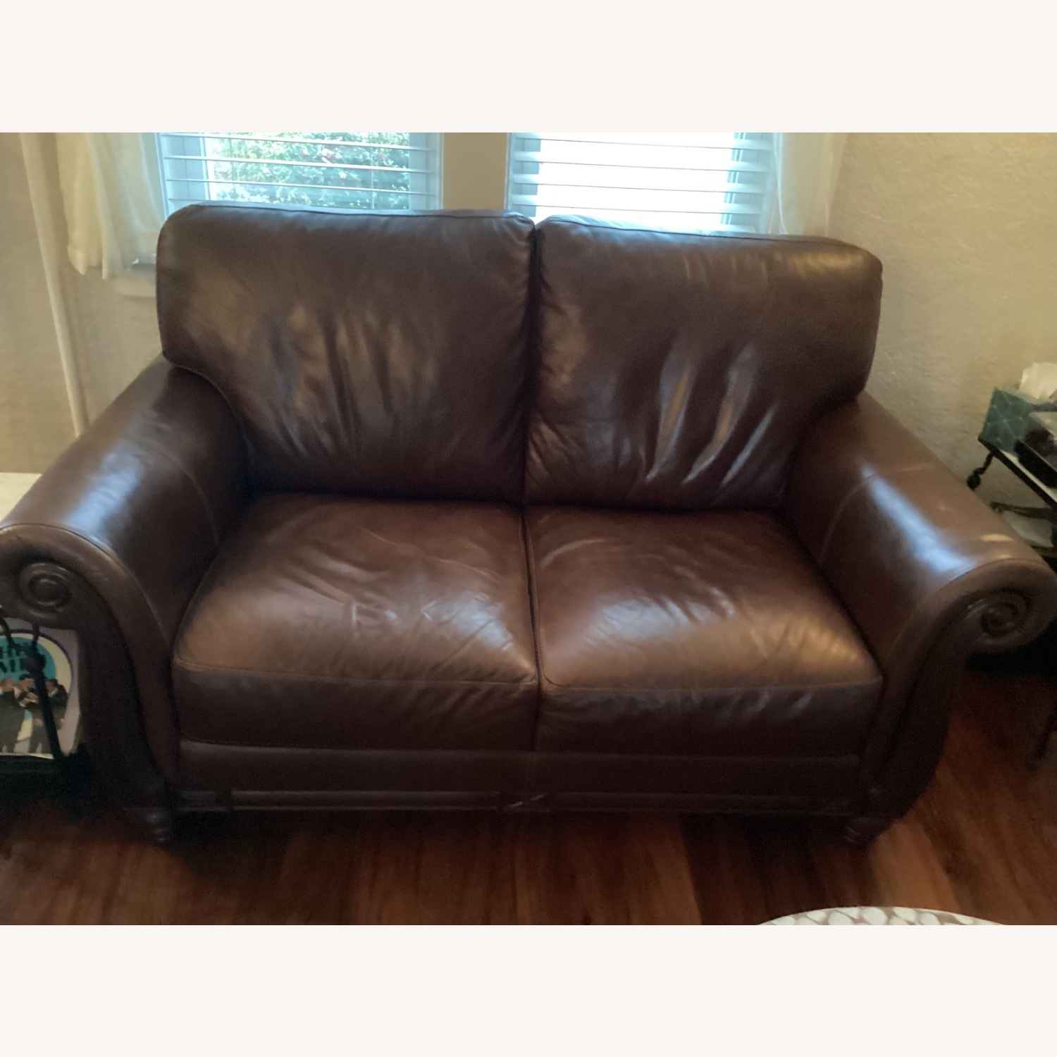 Chateau D'ax Dark Brown Leather Loveseat - image-1