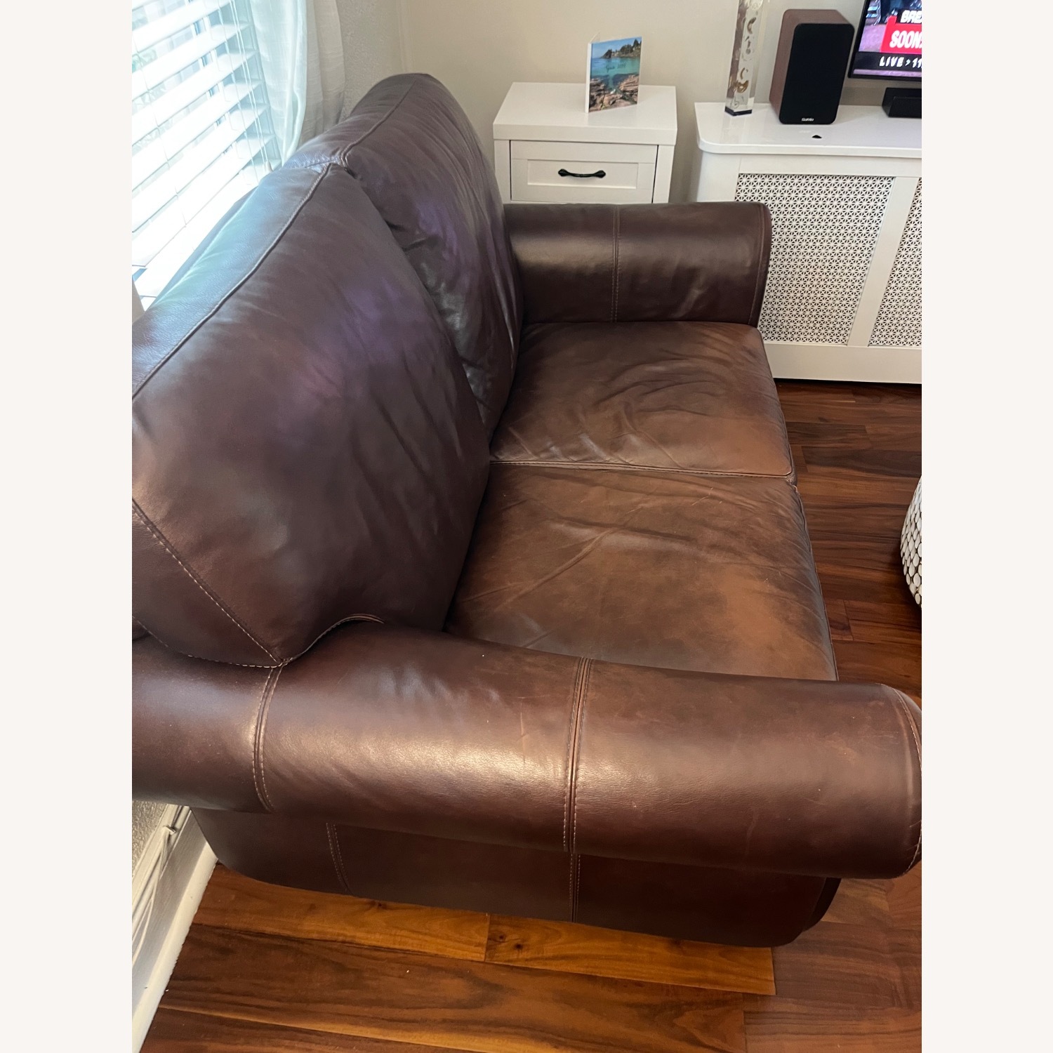 Chateau D'ax Dark Brown Leather Loveseat - image-3