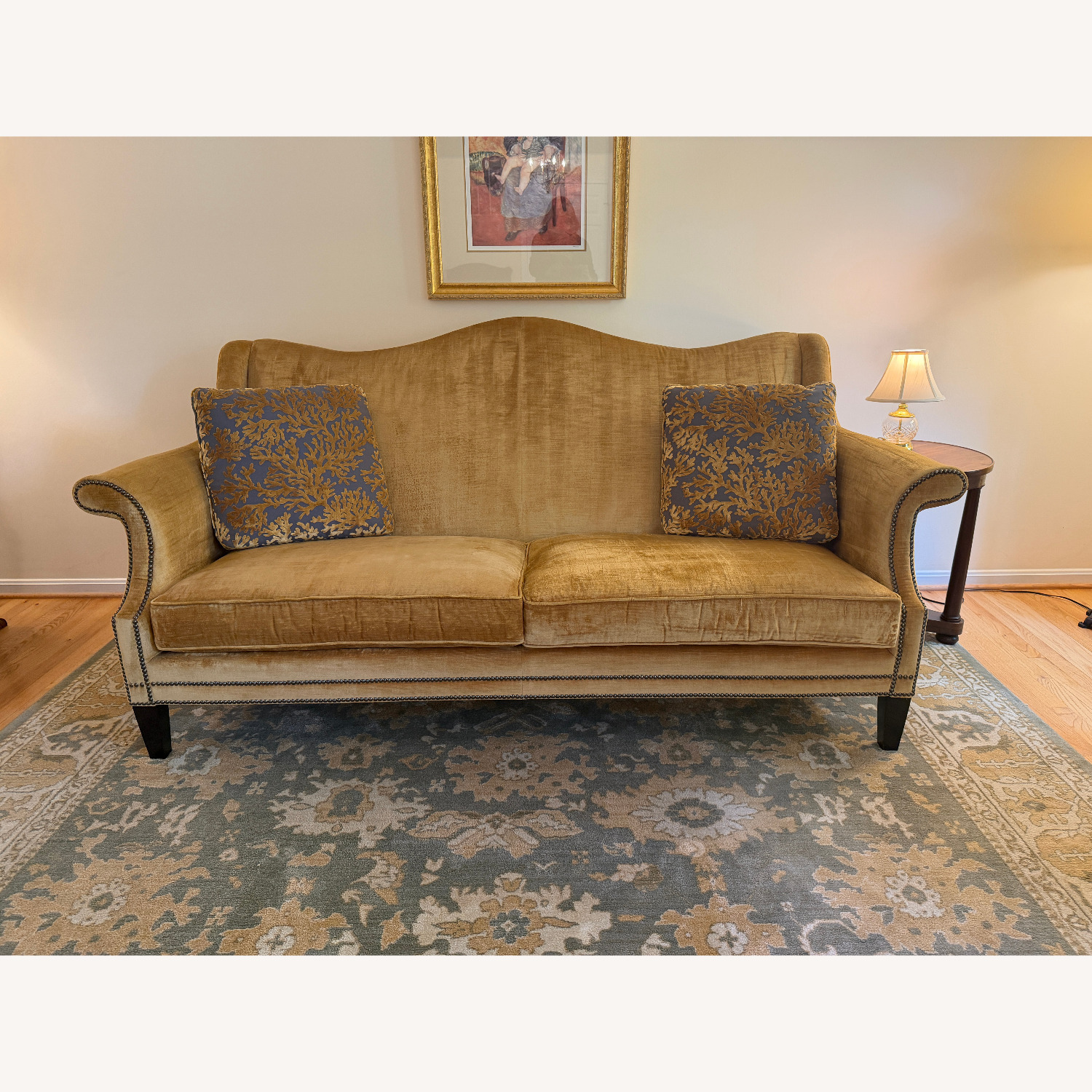 Bernhardt Gold Velvet 2 Seater Sofa - image-1