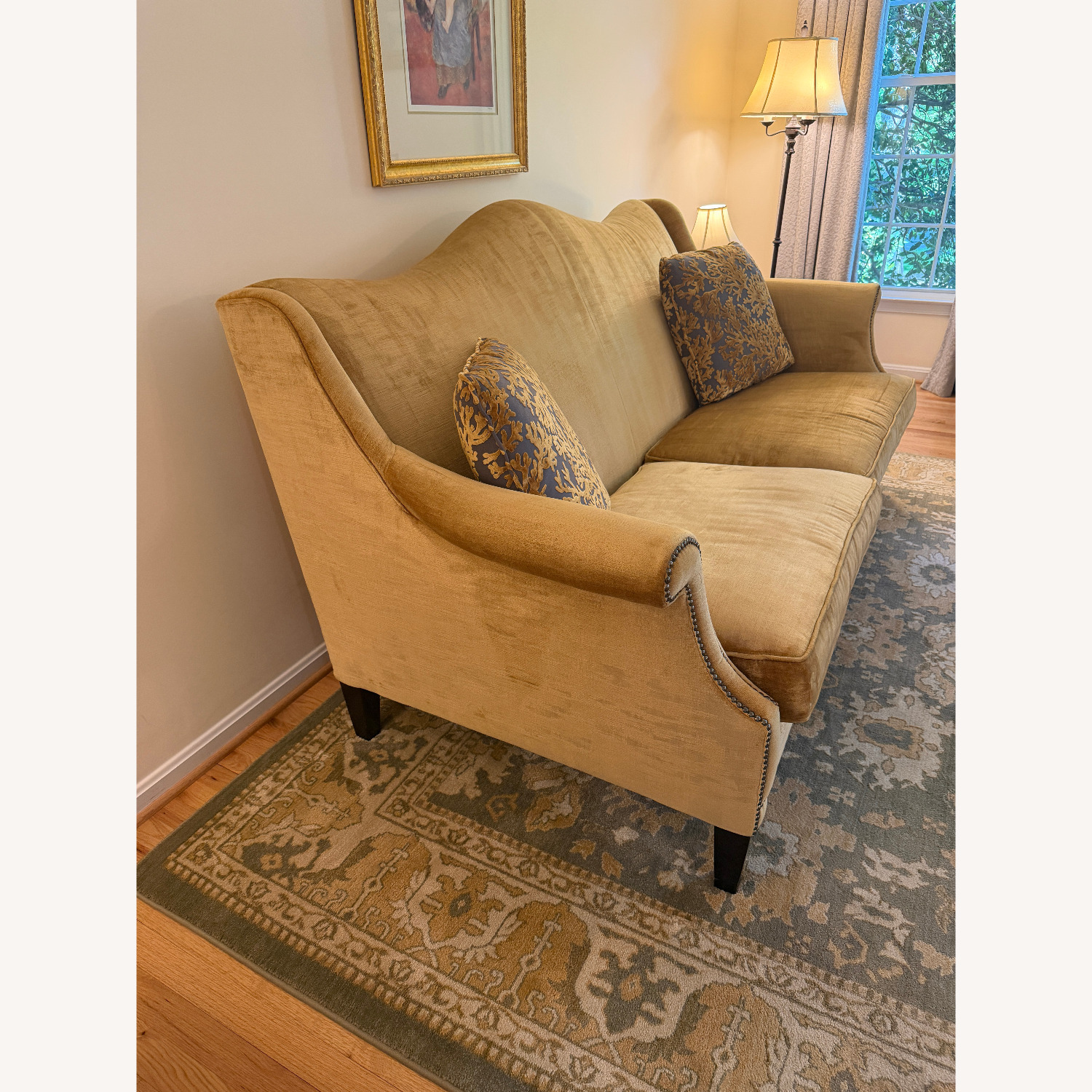 Bernhardt Gold Velvet 2 Seater Sofa - image-3