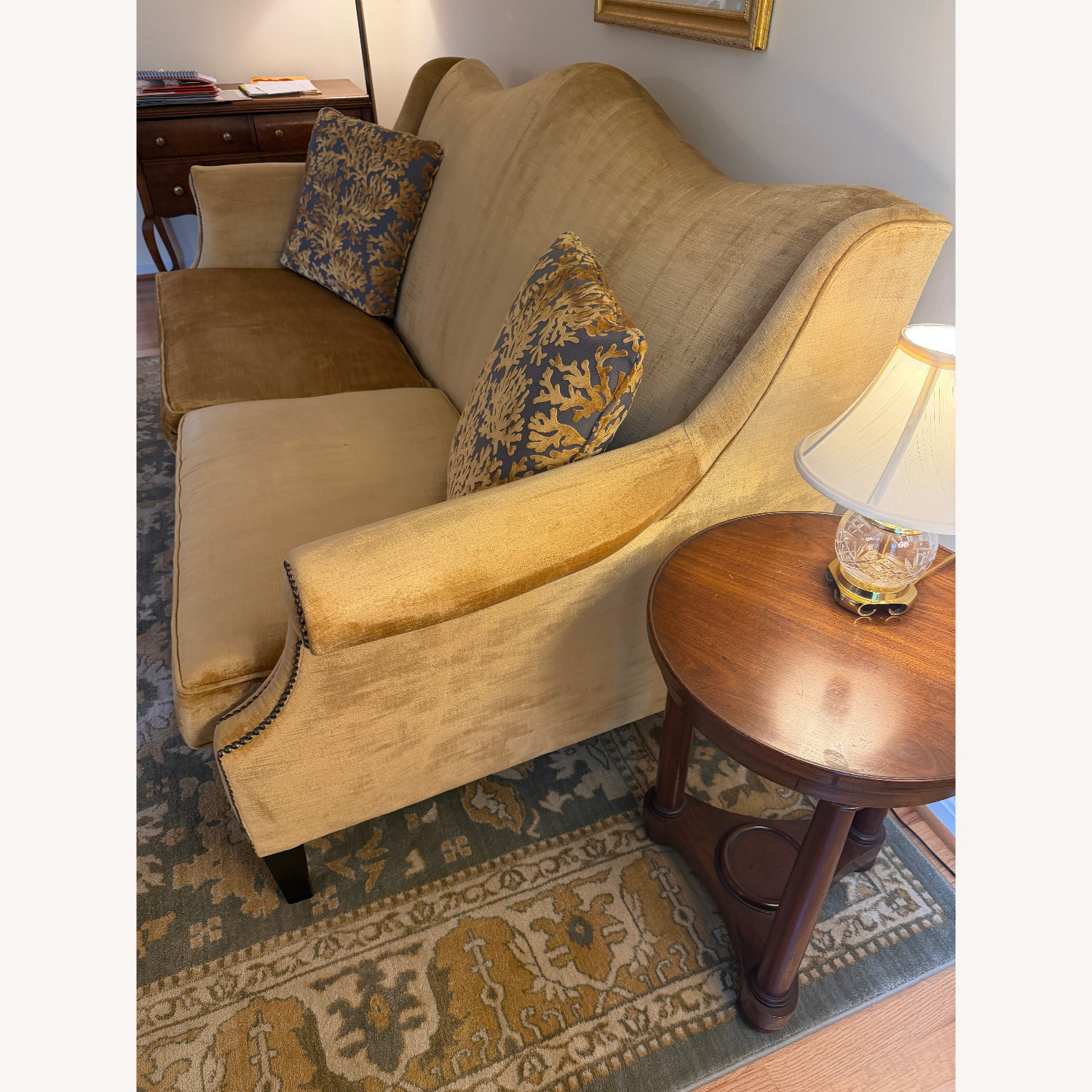 Bernhardt Gold Velvet 2 Seater Sofa - image-2