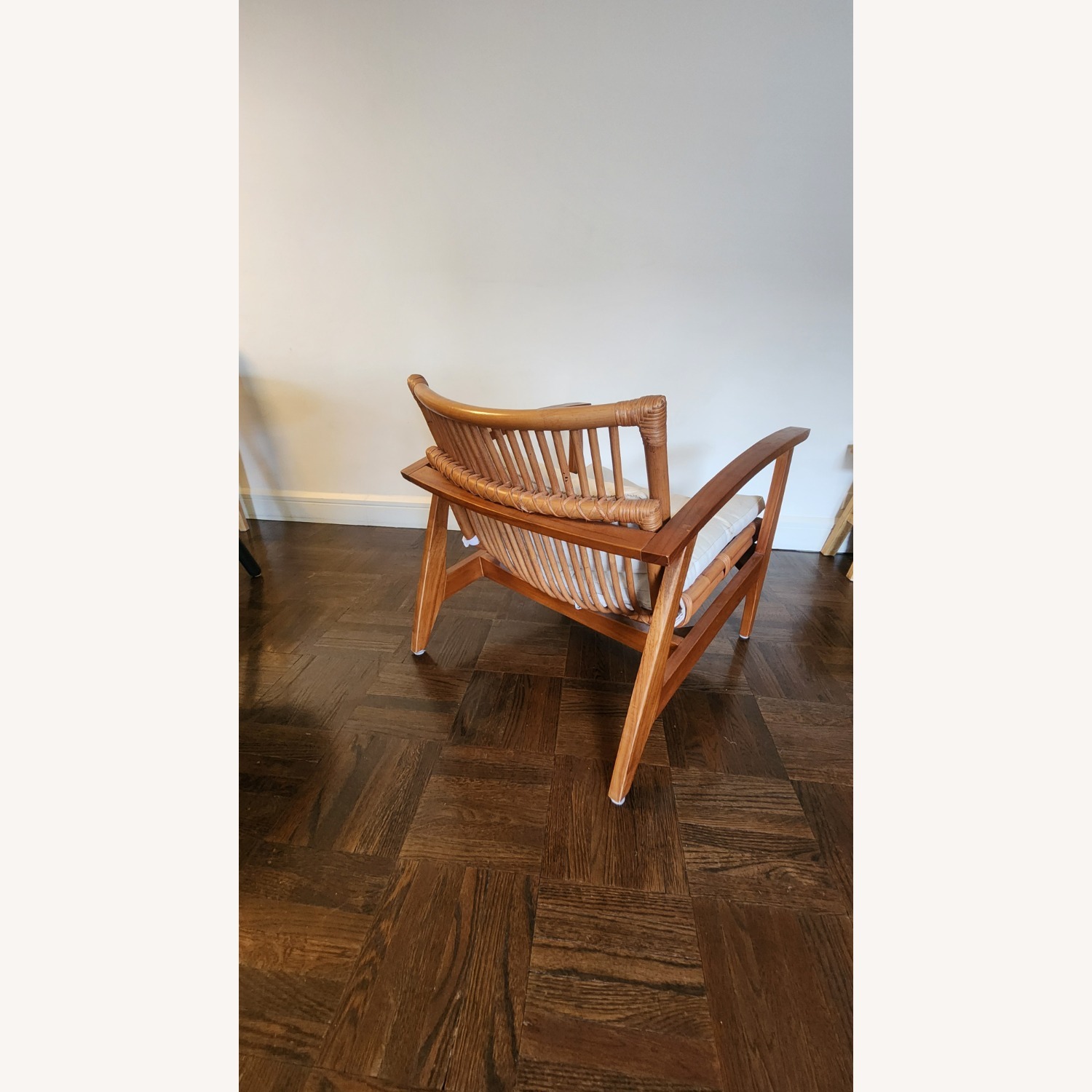 CB2 Noelie Rattan Lounge Chair with White Cushion - image-6