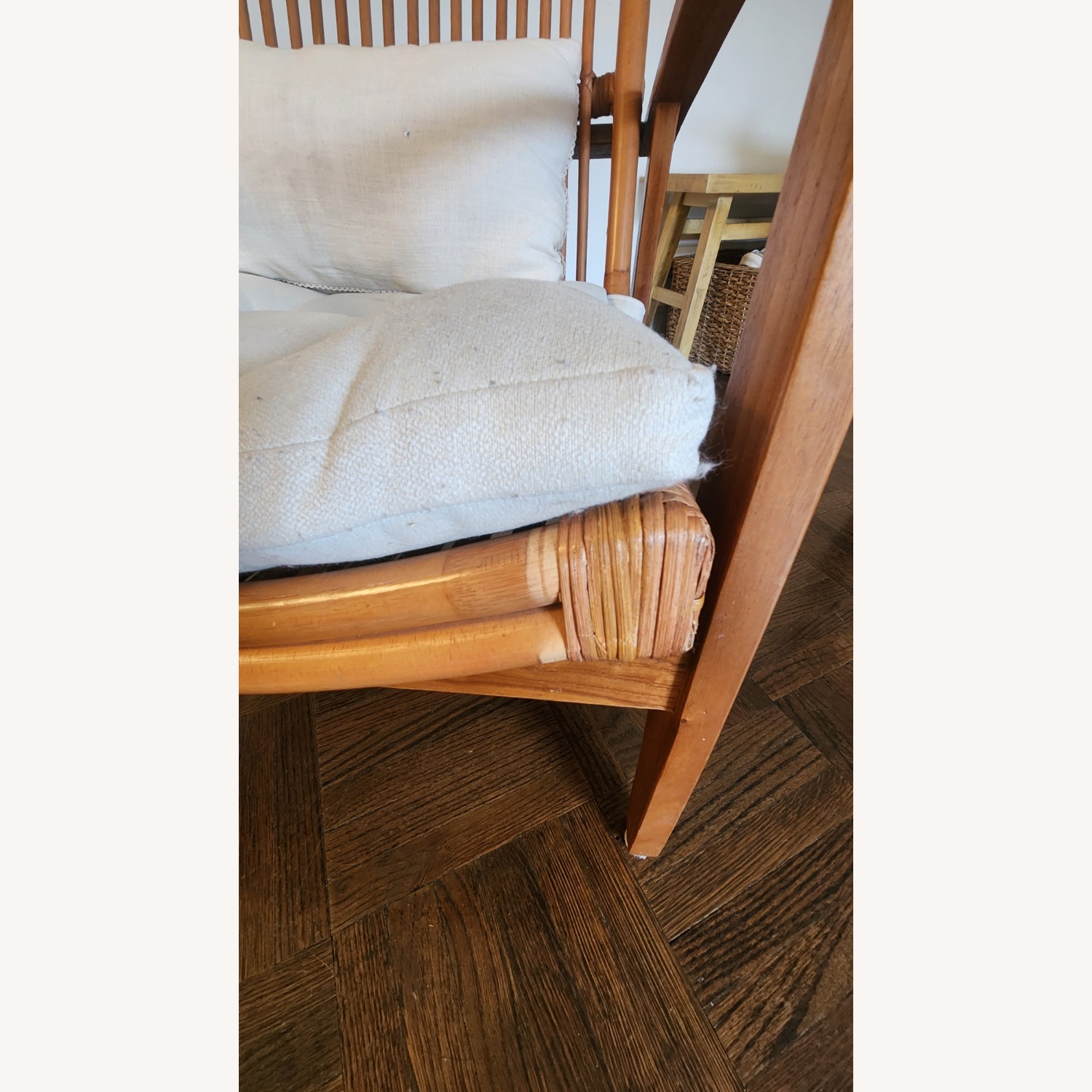 CB2 Noelie Rattan Lounge Chair with White Cushion - image-4