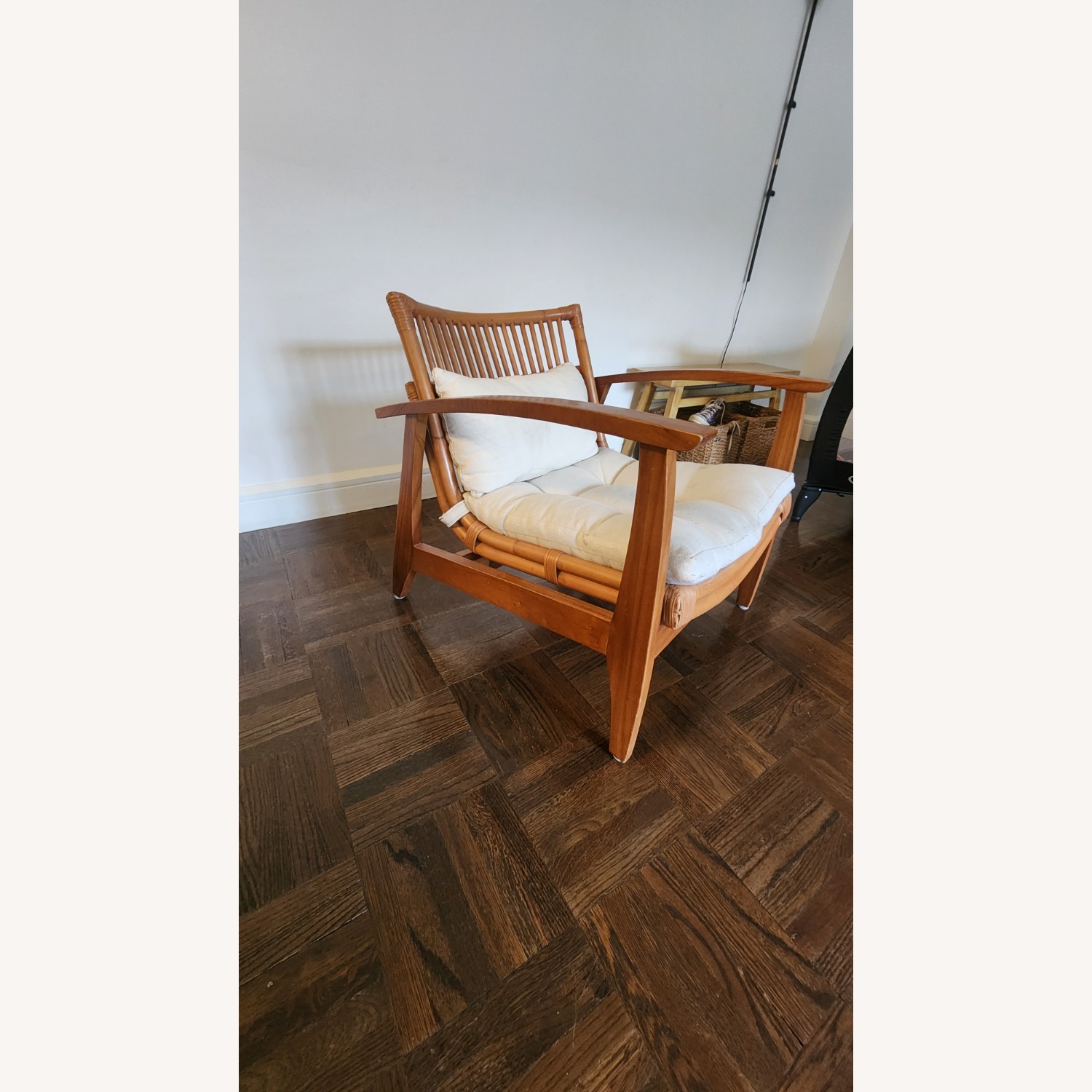 CB2 Noelie Rattan Lounge Chair with White Cushion - image-5