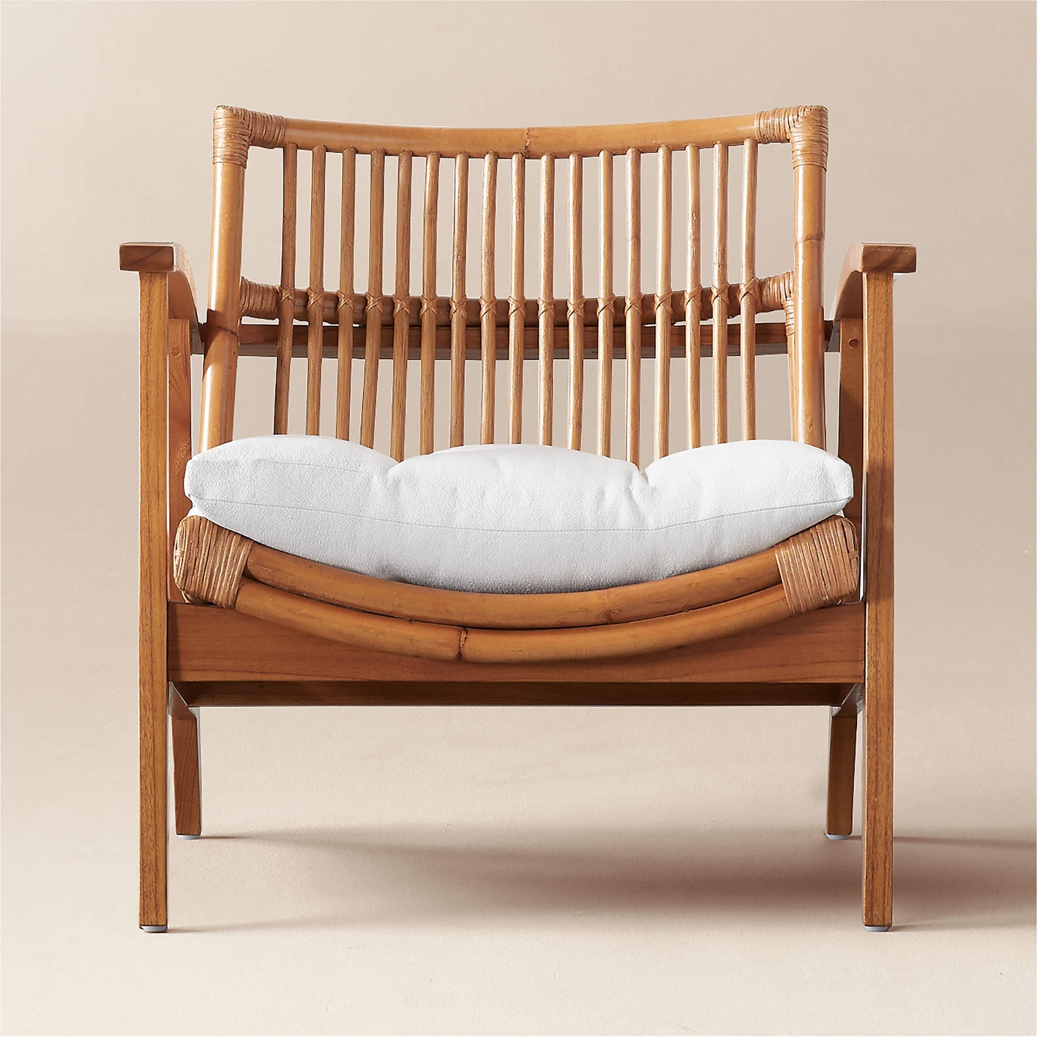 CB2 Noelie Rattan Lounge Chair with White Cushion - image-11