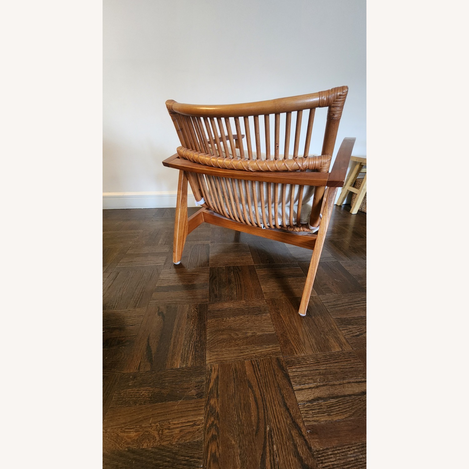 CB2 Noelie Rattan Lounge Chair with White Cushion - image-7