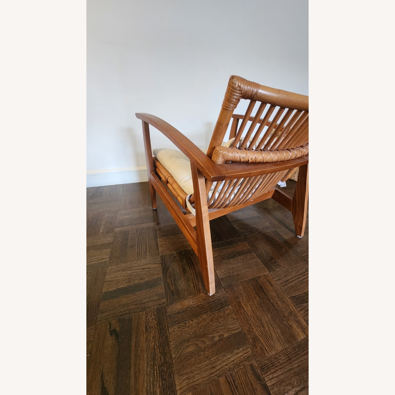 CB2 Noelie Rattan Lounge Chair with White Cushion - image-8