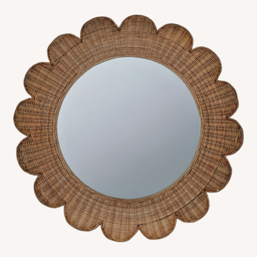 Used West Elm Rattan Scalloped Wall Mirror for sale on AptDeco