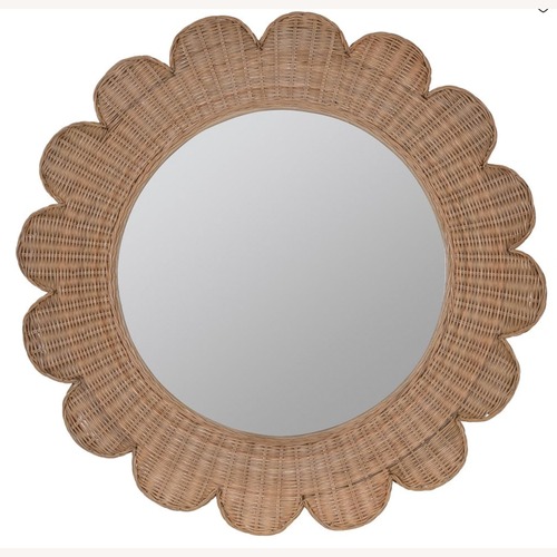 Used West Elm Rattan Scalloped Wall Mirror for sale on AptDeco