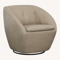Flexsteel Wade Taupe Leather Swivel Barrel Chair