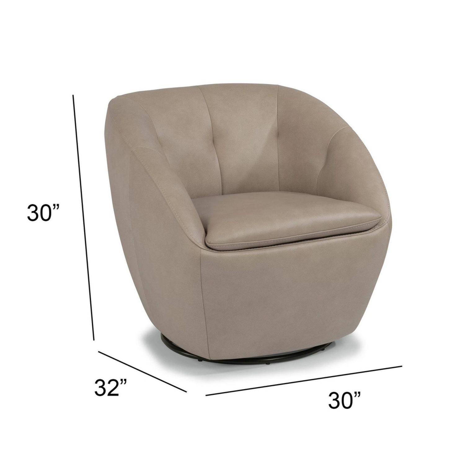 Flexsteel Wade Taupe Leather Swivel Barrel Chair - image-1