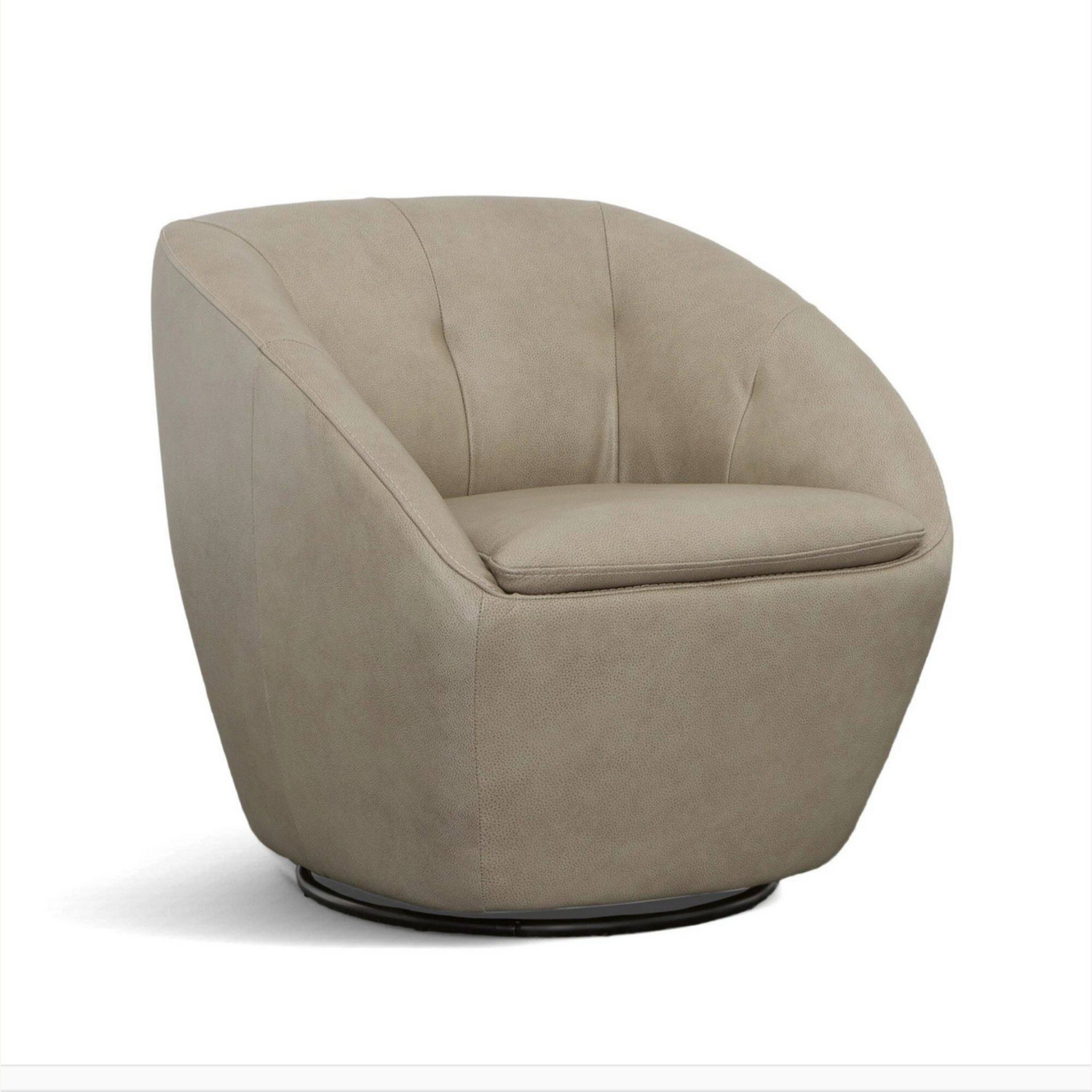 Flexsteel Wade Taupe Leather Swivel Barrel Chair - image-2