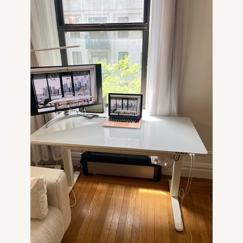 Used White Glass Desk for sale on AptDeco