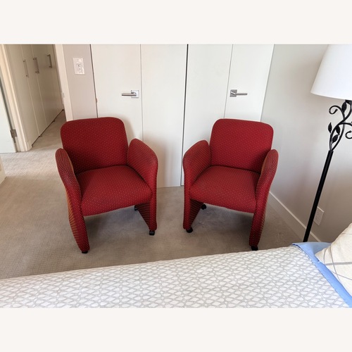 Used Red Upholstered Armchairs on Wheels for sale on AptDeco
