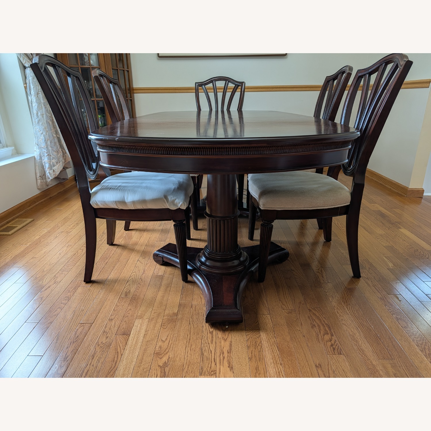 Dark Brown Wood Dining Table with 6 Chairs - image-3