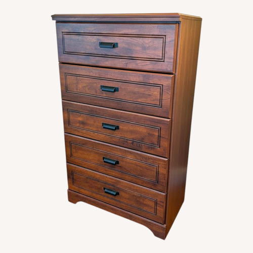 Used Dark Brown Wood Dresser with 5 Drawers for sale on AptDeco